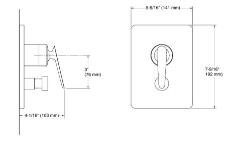 FLUENCE AQUA TURBO 235 RECESSED NON-THERMOSTATIC BATH AND SHOWER VALVE TRIM - KOHLER PREMIUM -  ( CHROME - PREMIUM - 0x15 mm - 0inchX0.5inch )