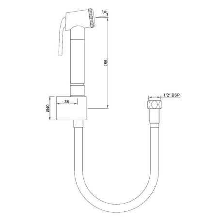 HAND SHOWER HEALTH FAUCET WITH 1 METER LONG EASY FLEX TUBE & WALL HOOK WITH NRV - JAQUAR FAUCETS - ( BLACK MATT - ALLIED - 0x15 mm - 0inchX0.5inch )