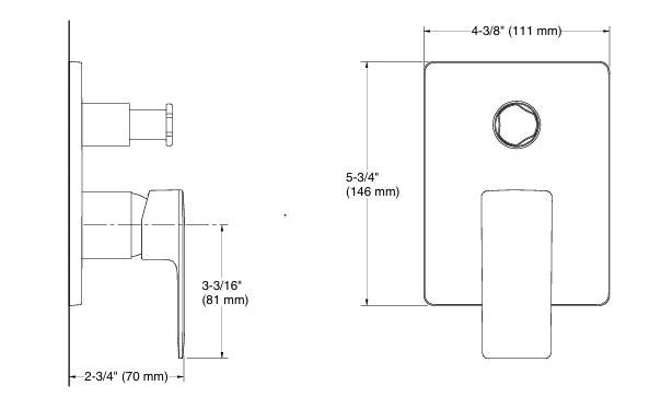 HONE AQUA TURBO 230 RECESSED NON-THERMSTATIC BATH AND SHOWER VALVE TRIM - KOHLER PREMIUM -  ( POLISHED  CHROME - PREMIUM - 109x78 mm - 4.36inchX3.12inch )