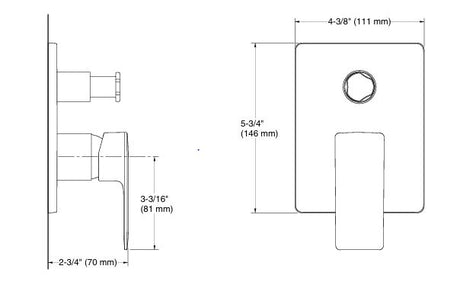 HONE AQUA TURBO 230 RECESSED NON-THERMSTATIC BATH AND SHOWER VALVE TRIM - KOHLER PREMIUM -  ( POLISHED  CHROME - PREMIUM - 109x78 mm - 4.36inchX3.12inch )