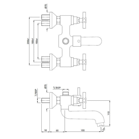 WALL MIXER W/O CRUTCH - JAQUAR FAUCETS - ( CHROME - SOLO - 0x15 mm - 0inchX0.5inch )