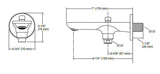 ALEO-BATH SPOUT W/DIVERTER - KOHLER PREMIUM -  ( FRENCH GOLD - PREMIUM - 0x15 mm - 0inchX0.5inch )