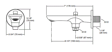 ALEO-BATH SPOUT W/DIVERTER - KOHLER PREMIUM -  ( FRENCH GOLD - PREMIUM - 0x15 mm - 0inchX0.5inch )