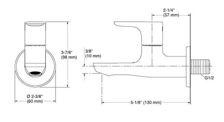 (PRUN)ALEO-1 WAY BIB COCK W/FLANGE - KOHLER POPULAR -  ( POLISHED CHROME - POPULAR - 0x15 mm - 0inchX0.6inch )