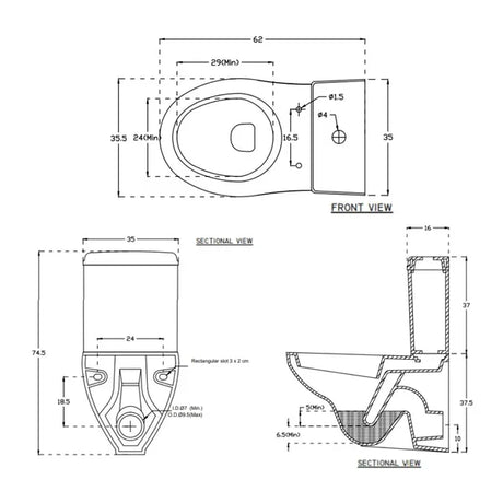 Hindware Etios One Piece Closet-20096 P-150-with Cistern 21056 Combo