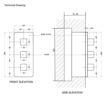 HIGH FLOW THERMOSTATIC DIVERTER WITH SIX OUTLETS SQUARE SHAPE 20MM INLET - AQUANT -  ( GRAPHITE GREY -  - 20x0 mm - 0.8inchX0inch )