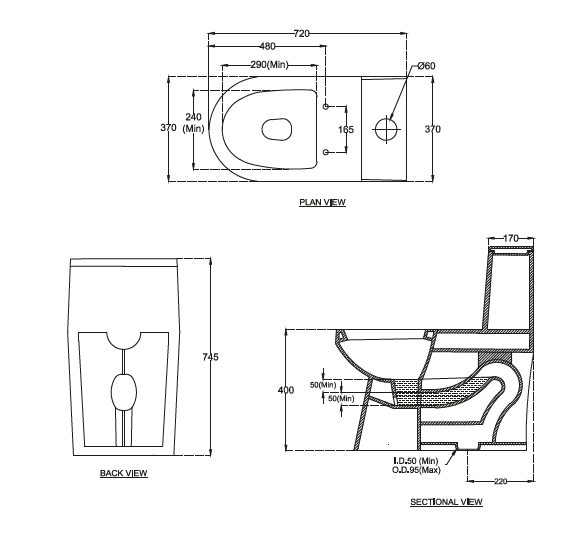 (PRUN) EWC 1 PC EVITA (S-220) - HINDWARE -  ( STAR WHITE -  - 720x370x745 mm - 28.8inchx14.8inchx29.8inch )