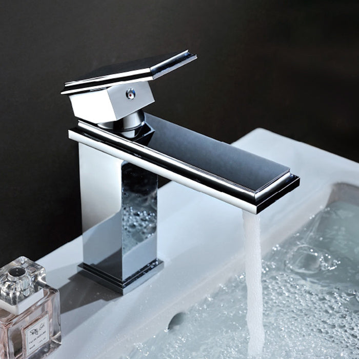 SL BASIN MIXER SHORT BODY W/BRAIDED PIPE - ACQUAVIVA -  ( BLACK CHROME - PANACHE - 0x15 mm - 0inchX0.6inch )