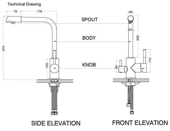 BRASS SINK MIXER FOR RO CONNECTION - AQUANT -  ( CHROME -  - 0x0 mm - 0inchx0inch )