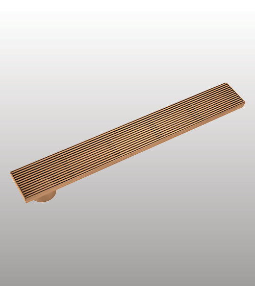 SHOWER CHANEL DRAINER 750 MM 304 SS W/BASE W/SIDE OUTLET - AQUANT -  ( BRUSHED ROSE GOLD -  - 750x100 mm - 30inchX4inch )