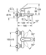 BAUEDGE 1-HANDLE BATH/SHOWER MIXER, EXPOSED - GROHE-G2 -  ( CHROME - G2 - BAUCOSMOPOLITAN - 0x0 mm - 0inchX0inch )