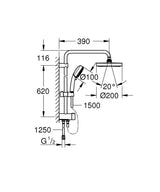 TEMPESTA COSMOPOLITAN 200 SHOWER SYSTEM WITH DIVERTER - GROHE -  ( CHROME - G3 - TEMPESTA SYSTEM - 0x0 mm - 0inchX0inch )