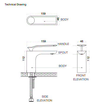 SINGLE LEVER BRASS BASIN MIXER - AQUANT -  ( GRAPHITE GREY - STELLAR SERIES - 0x0 mm - 0inchx0inch )