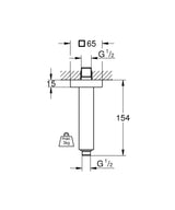 RAINSHOWER CEILING SHOWER ARM 154MM - GROHE -  ( CHROME - G5 - RAINSHOWER - 0x15 mm - 0inchX0.6inch )