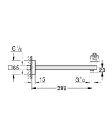 RAINSHOWER SHOWER ARM 286 MM - GROHE -  ( CHROME - G5 - RAINSHOWER - 0x15 mm - 0inchX0.6inch )