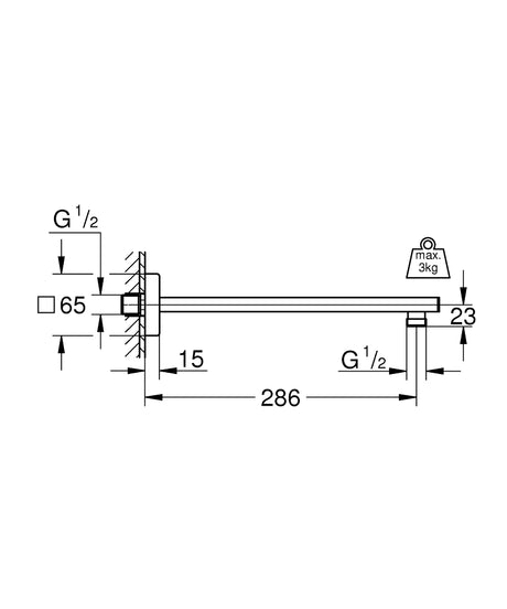 RAINSHOWER SHOWER ARM 286 MM - GROHE -  ( CHROME - G5 - RAINSHOWER - 0x15 mm - 0inchX0.6inch )