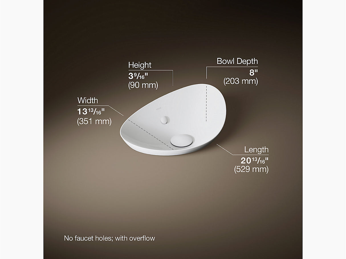 VEIL-TABLE TOP BASIN W/OVER FLOW - KOHLER LUXURY -  ( WHITE - LUXURY - 537x357 mm - 21inchX14inch )