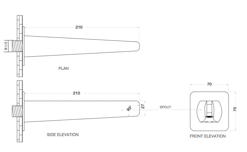 BRASS SPOUT - AQUANT -  ( CHROME -  - 0x0 mm - 0inchx0inch )