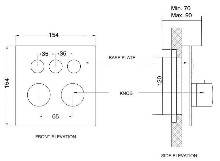 CONC THERMOSTATIC MULTI FUN 3 OUTLET CLICK SELECT DIVERTER WITH 3 OUTLETS & FLOW CONTROL 20 MM INLET - AQUANT -  ( BRUSHED ROSE GOLD -  - 20x0 mm - 0.8inchX0inch )