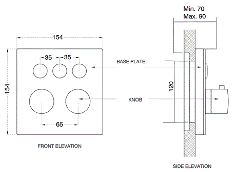 CONC THERMOSTATIC MULTI FUN 3 OUTLET CLICK SELECT DIVERTER WITH 3 OUTLETS & FLOW CONTROL 20 MM INLET - AQUANT -  ( BRUSHED ROSE GOLD -  - 20x0 mm - 0.8inchX0inch )