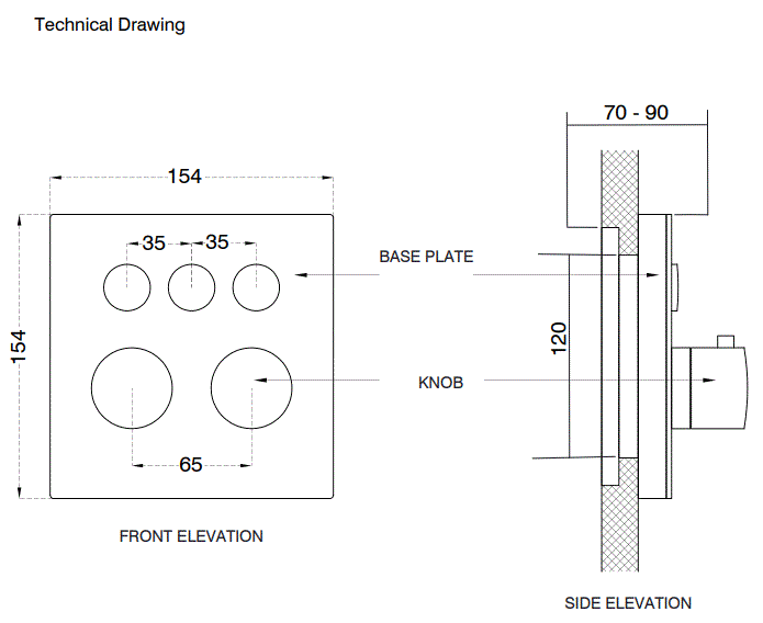 THERMOSTATIC CLICK-SELCT DIVTR W/3OUTLT - AQUANT -  ( WHITE GLASS -  - 0x0 mm - 0inchx0inch )