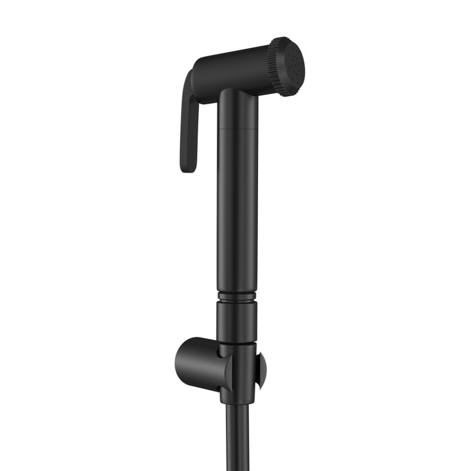 HAND SHOWER HEALTH FAUCET WITH 1 METER LONG EASY FLEX TUBE & WALL HOOK WITH NRV - JAQUAR FAUCETS -  ( BLACK MATT - ALLIED - 0x15 mm - 0inchX0.5inch )