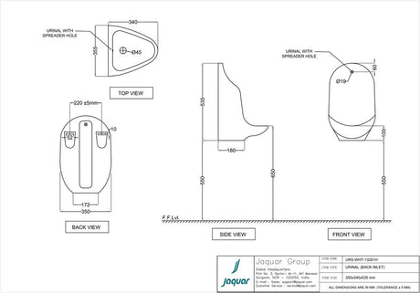 URINAL WITH SPREADER HOLE - JAQUAR SWARE - ( WHITE - URINAL - 0x0 mm - 0inchX0inch )