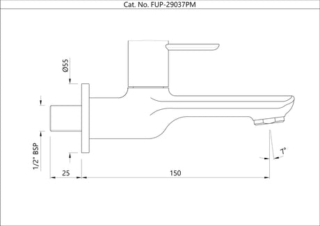 BIB COCK WITH WALL FLANGE - JAQUAR FAUCET - ( CHROME - FUSION PRIME - 0x15 mm - 0inchX0.5inch )