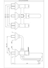 WALL MIXER WITH PROVISION FOR OVERHEAD SHOWER WITH 115MM LONG BEND PIPE ON UPPER SIDE, CONNECTING LEGS & WALL FLANGES - JAQUAR FAUCETS - (BLACK CHROME - FUSION PRIME - 0x15 mm - 0inchX0.5inch)