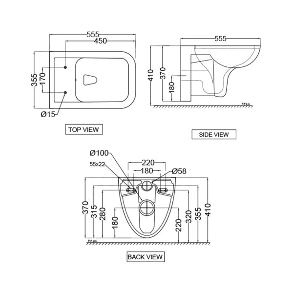 W/HUNG WC RIMLESS W/SLIM/SFT/CLOSE S/CVR ( BOLT DISTANCE 9INCH)- JAQUAR SWARE - ( - - 0x0 mm - 0inchX0inch )
