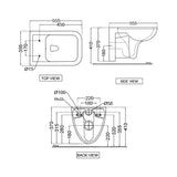W/HUNG WC RIMLESS W/SLIM/SFT/CLOSE S/CVR ( BOLT DISTANCE 9INCH)- JAQUAR SWARE - ( - - 0x0 mm - 0inchX0inch )