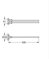 ESSENTIALS DOUBLE TOWEL BAR - GROHE -  ( BRUSHED HARD GRAPHITE - G5 - ESSENTIALS - 0x439 mm - 0inchX17.56inch )