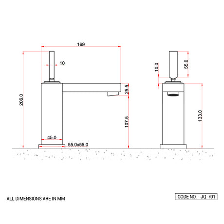 S.L BASIN MIXER SHORT BODY W/BRAID PIPE - ACQUAVIVA -  ( INOX - JOYQUATTRO - 0x15 mm - 0inchX0.6inch )