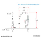 S/L SINK MIXER T/M WITH EXT.SHOWER BRAID - ACQUAVIVA -  ( BLACK MATT - KITCHEN SINK MIXER - 0x15 mm - 0inchX0.6inch )