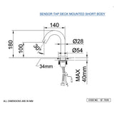 AQUADORN TAP DECK MOUNTED SHORT BODY  - ACQUAVIVA -  ( CHR - SENSOR FAUCETS - 0x12 mm - 0inchX0.48inch )