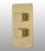 HIGH FLOW THERMOSTATIC DIVERTER WITH 3 OUTLETS 20MM INLET SQUARE SHAPE - AQUANT -  ( BRUSHED GOLD -  - 20x0 mm - 0.8inchX0inch )