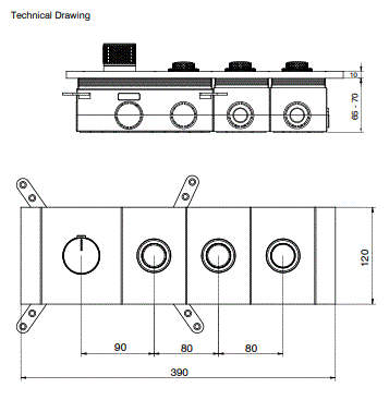 HIGH FLOW THERMOSTATIC MULTIFUNCTION DIVTR W/3 OUTLET & FLOW CTRL (20MM INLET) - AQUANT -  ( CHROME -  - 0x0 mm - 0inchx0inch )