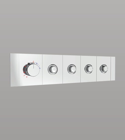 HIGH FLOW CONC THERMOSTATIC MULTI FUN DIVERTER WITH 4 OUTLETS WITH FLOW CONTROL 20MM INLET HORIZONTAL PLATE - AQUANT -  ( CHROME -  - 20x0 mm - 0.8inchX0inch )