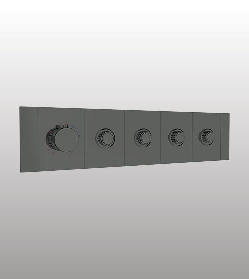 HIGH FLOW CONC THERMOSTATIC MULTI FUN DIVERTER WITH 4 OUTLETS WITH FLOW CONTROL 20MM INLET HORIZONTAL PLATE - AQUANT -  ( GRAPHITE GREY -  - 20x0 mm - 0.8inchX0inch )