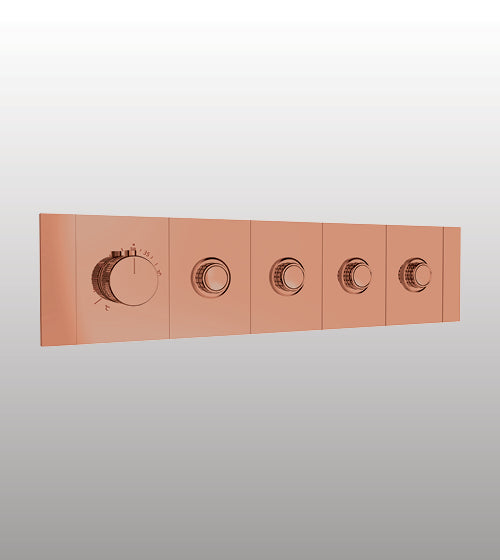 HIGH FLOW CONC THERMOSTATIC MULTI FUN DIVERTER WITH 4 OUTLETS WITH FLOW CONTROL 20MM INLET HORIZONTAL PLATE - AQUANT -  ( ROSE GOLD -  - 20x0 mm - 0.8inchX0inch )