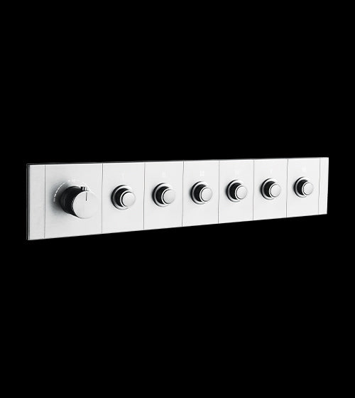HIGH FLOW CONC THERMOSTATIC MULTI FUN DIVERTER WITH 6 OUTLETS WITH FLOW CONTROL 20MM INLET HORIZONTAL PLATE - AQUANT -  ( CHROME -  - 0x0 mm - 0inchx0inch )