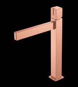 SINGLE LEVER TALL BASIN MIXER WITH BRAIDED PIPES & FOAMY BUBBLE FLOW - AQUANT - (ROSE GOLD - OBLIKUE SERIES - 0x15 mm - 0inchX0.5inch)