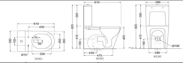 RIMLESS BOWL WITH CISTERN FOR COUPLED WC - JAQUAR SWARE - ( WHITE - VIGNETTE - 0x0 mm - 0inchX0inch )