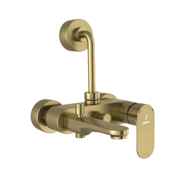 SINGLE LEVER 3-IN-1 WALL MIXER WITH HAND AND OVERHEAD SHOWER PROVISION, 115MM BEND PIPE, CONNECTING LEGS, AND WALL FLANGE - JAQUAR FAUCETS - ( ANTIQUE BRONZE - OPAL PRIME - 0x15 mm - 0inchX0.5inch )