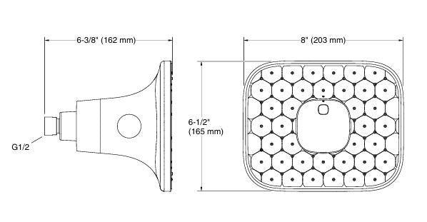 PRISTINE 1F SQUARE SHOWERHEAD W/O ARM - KOHLER PREMIUM -  ( CHROME - PREMIUM - 203x203 mm - 8.12inchX8.12inch )