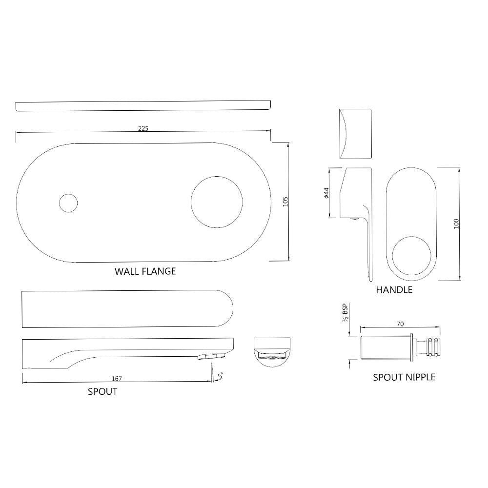 EXPOSED PART KIT OF SINGLE LEVER BASIN MIXER WALL MOUNTED - JAQUAR FAUCETS -  ( ANTIQUE COPPER - ORNAMIX PRIME - 0x15 mm - 0inchX0.5inch )