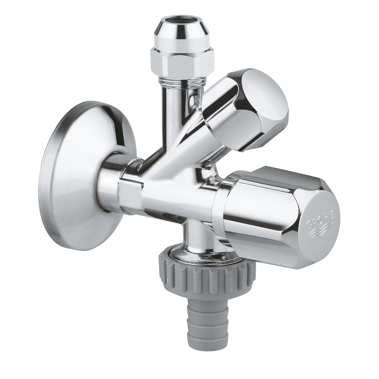 ANGLE VALVE 3/8INCH, COMBINATION - GROHE -  ( CHROME - G3 - ANGLE VALVES NEUTRAL HANDLE - 0x15 mm - 0inchX0.6inch )