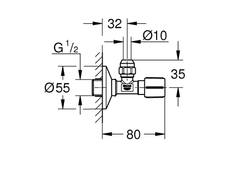 ANGLE VALVE 1/2INCH X 3/8INCH - GROHE -  ( BRUSHED WARM SUNSET - G5 - ANGLE VALVES NEUTRAL HANDLE - 0x15 mm - 0inchX0.5inch )