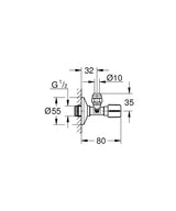 ANGLE VALVE 1/2INCH X 3/8INCH - GROHE -  ( BRUSHED HARD GRAPHITE - G5 - ANGLE VALVES NEUTRAL HANDLE - 0x15 mm - 0inchX0.5inch )