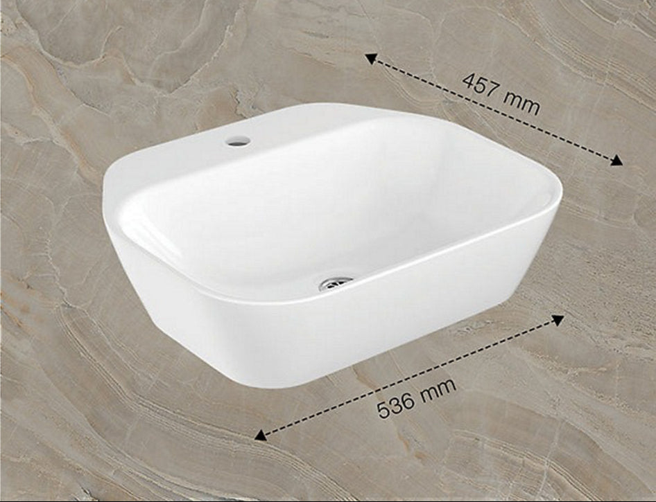 SPAN-COUNT.TOP BASIN W/SL FAUCET HOLE SQ - KOHLER POPULAR -  ( WHITE - POPULAR - 544x463 mm - 22inchX19inch )